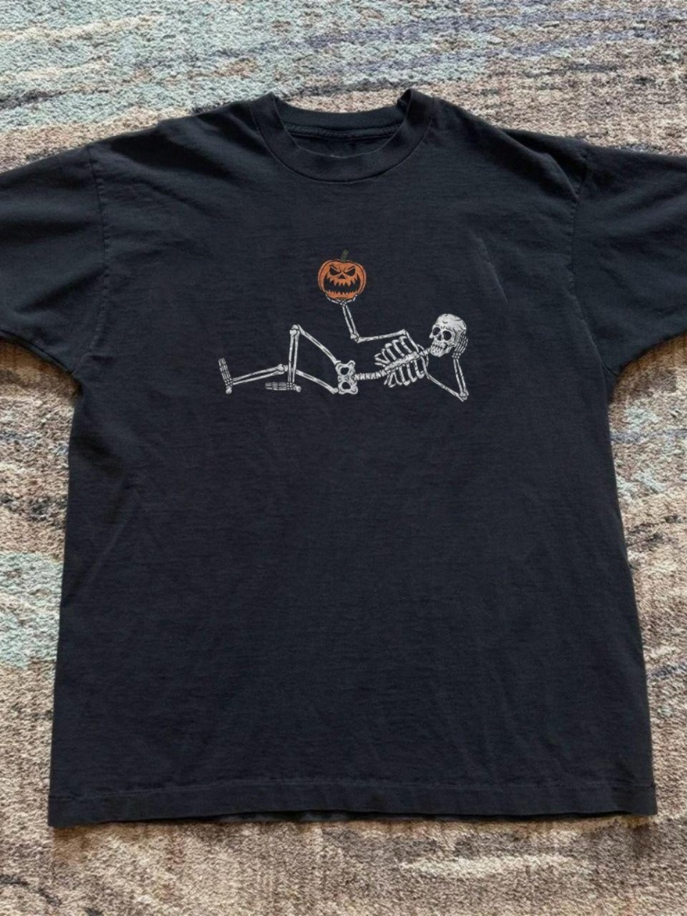 Black Halloween Skeleton Graphic Tee